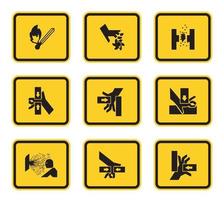 Warning Hazard Symbols labels Sign Isolated on White Background,Vector Illustration vector