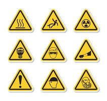 Triangular Warning Hazard Symbols labels Sign Isolate on White Background,Vector Illustration vector