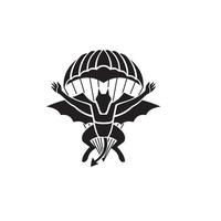 Red Devils Parachute Regiment Free Fall Team Showing a Demon Devil or Bat with Parachute Jumping Front View Military Badge Black and White vector