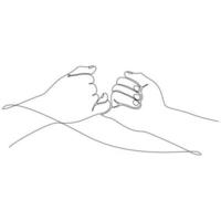 continuous line drawing of male and female hands holding each other romantic concept vector illustration