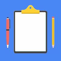 Clipboard with pen and pencil vector