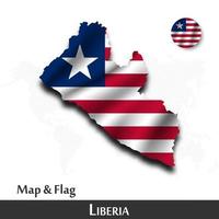 mapa y bandera de liberia. agitando diseño textil. fondo del mapa del mundo de puntos. vector. vector