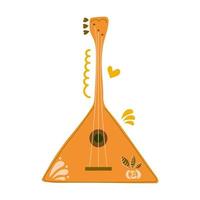 balalaika dibujada a mano, instrumento musical ruso. ilustración plana. Amo el concepto de la música. vector