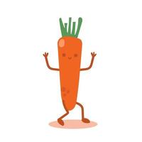 Hand drawn cute character, funny carrot with hands and feet. Modern flat illustration. vector