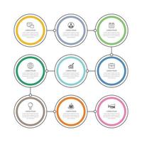 9 data infographics thin line circle timeline template. Vector illustration abstract background. Can be used for infographics workflow layout, business step, banner, web design.