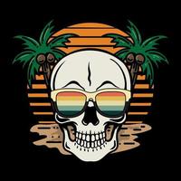 retro skull summer vibes vector