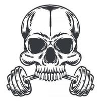 Vector skull with barbell