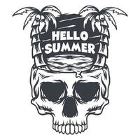 Skull summer monochrome vector