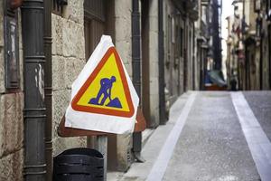 Construction site sign on a street photo