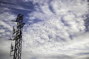 High voltage tower with sky photo