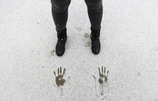 Footprints in snow photo