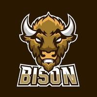 plantilla de logotipo de mascota de juego bison esport vector