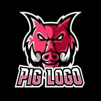 Angry pig animal sport or esport gaming mascot logo template vector