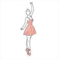 Ballerina in dress and pointe shoes. Line style. Dancer. vector