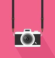hanging vintage camera with  long shadow vector