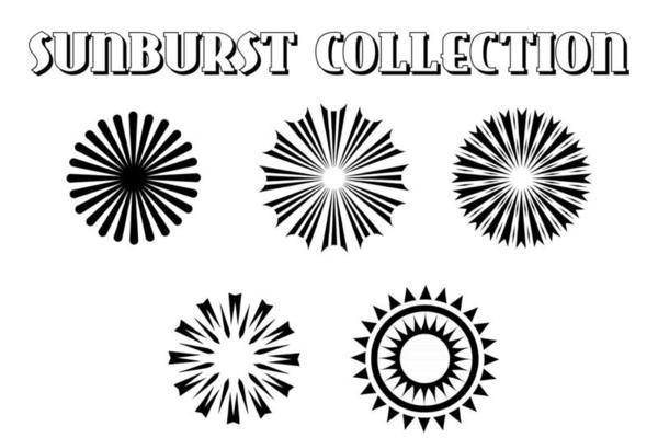 Retro Sun burst shapes. Vintage logo, labels, badges.