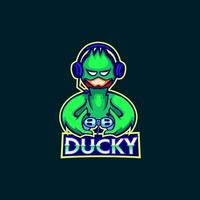 Ducky mascot gaming logo design vector