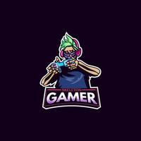 Skull gamer mascot logo design vector