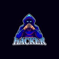 hacker, mascota, logotipo, icono, diseño, concepto vector