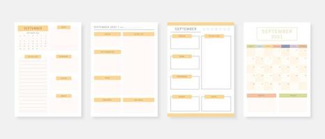 Modern planner template set. Set of planner and to do list. Monthly, weekly, daily planner template. Vector illustration.