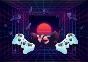 Game Battle zone game on art retro background vector