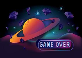 Game over game icon on galaxy background vector