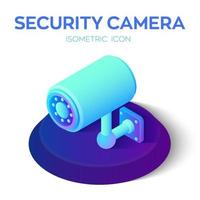 icono isométrico de la cámara de seguridad. Icono de cámara de circuito cerrado de televisión 3D. vigilancia de seguridad cctv cámara reloj. video vigilancia. Equipo de seguridad y guardia de seguridad. vector