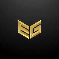 EG Logo Monogram Letter Initials Design Template with Gold 3d texture