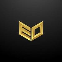 EO Logo Monogram Letter Initials Design Template with Gold 3d texture vector