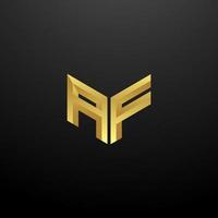 AF Logo Monogram Letter Initials Design Template with Gold 3d texture vector