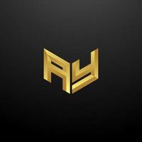 AY Logo Monogram Letter Initials Design Template with Gold 3d texture vector