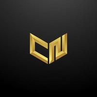 CN Logo Monogram Letter Initials Design Template with Gold 3d texture vector