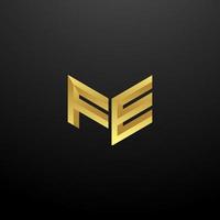 FE Logo Monogram Letter Initials Design Template with Gold 3d texture vector