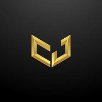 CJ Logo Monogram Letter Initials Design Template with Gold 3d texture vector