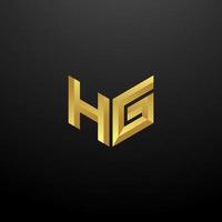 HG Logo Monogram Letter Initials Design Template with Gold 3d texture vector