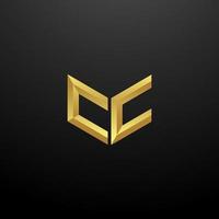 CC Logo Monogram Letter Initials Design Template with Gold 3d texture vector