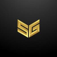 SG Logo Monogram Letter Initials Design Template with Gold 3d texture vector