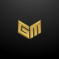 GM Logo Monogram Letter Initials Design Template with Gold 3d texture vector