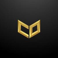 CO Logo Monogram Letter Initials Design Template with Gold 3d texture vector