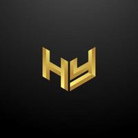 HY Logo Monogram Letter Initials Design Template with Gold 3d texture vector