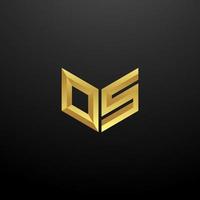 OS Logo Monogram Letter Initials Design Template with Gold 3d texture vector