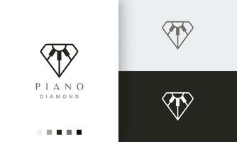 piano logo or icon in a minimalist and modern style with diamond shape vector