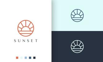 sun or sea logo with simple and modern circle shape vector