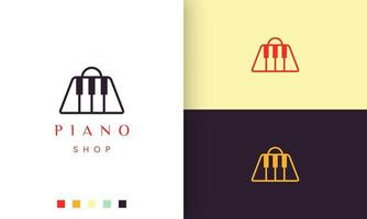 Logotipo o icono simple y moderno para tienda de pianos. vector