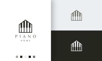 simple and modern piano house logo or icon for the community vector