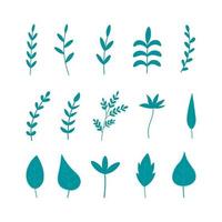 Set of Hand-drawn Leaves Flat Vector Icons