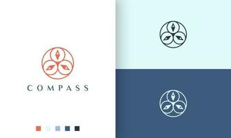 sail or navigation logo vector design with simple and modern compass shape