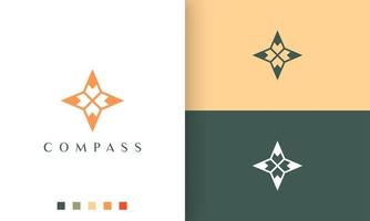 expedition or travel logo with a simple and modern compass shape vector