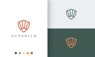 shield or defense logo in simple mono line and modern style vector