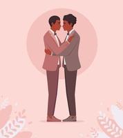 African american gay couple. LGBT wedding, pride concept. vector